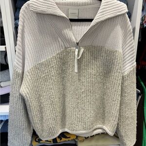 Varley Women's Cream and Gray Cowl Neck Sweater